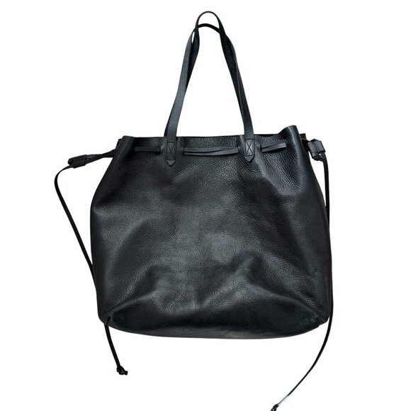 MADEWELL The Drawstring Transport Tote Saddle Bag Purse Black Leather Women's - Picture 10 of 16